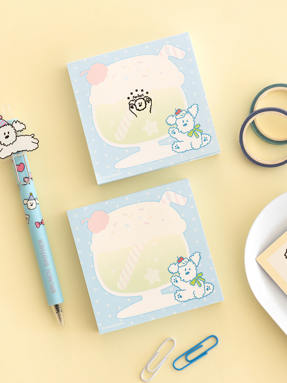 BRUNCH BROTHER Memo Pad-Cream soda Peper