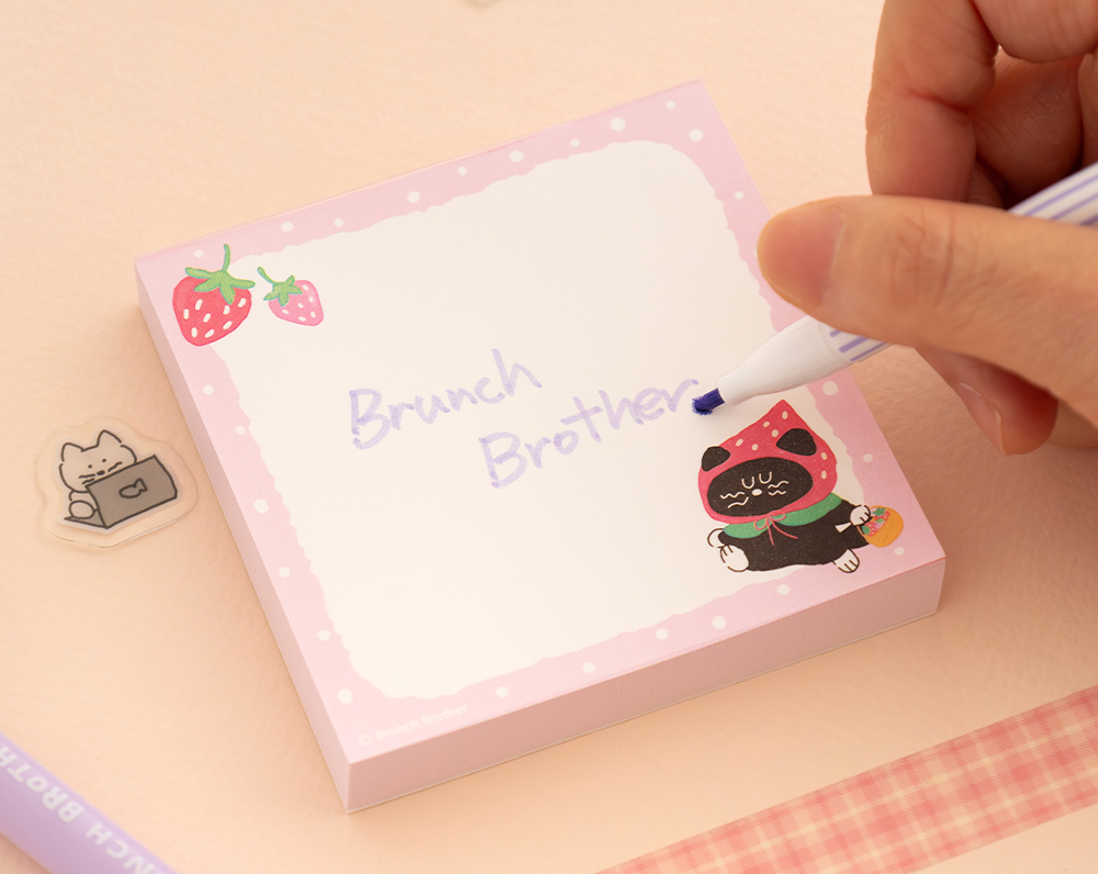 BRUNCH BROTHER Memo Pad-Strawberry Mogry