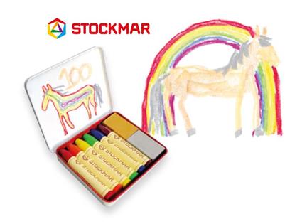 สีเทียนขี้ผึ้งแบบแท่งและก้อนสี่เหลี่ยม Stockmar 100 Rainbow Edition 6 wax sticks and 2 wax blocks
