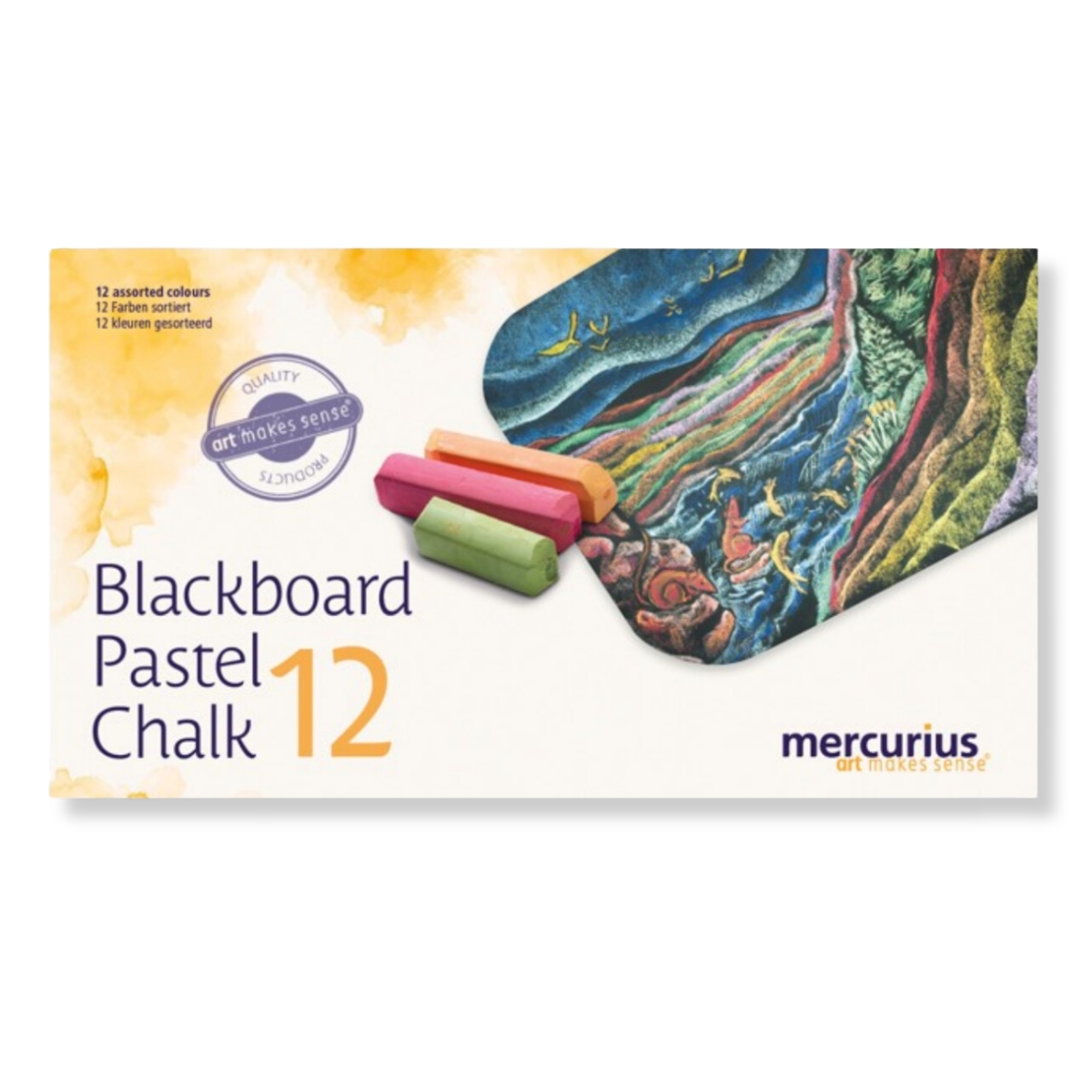 Mercurius Blackboard Pastel Chalk 12 Col. assorted