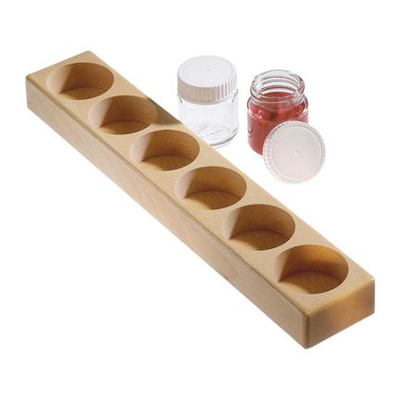 Wooden Holder for 6 Glass Paint Jars with Lid 50ml