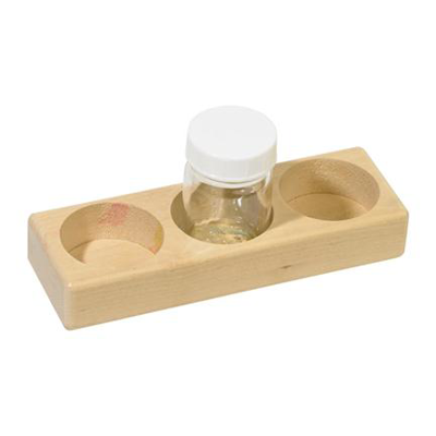 Wooden Holder for 3 Glass Paint Jars with Lid 50ml