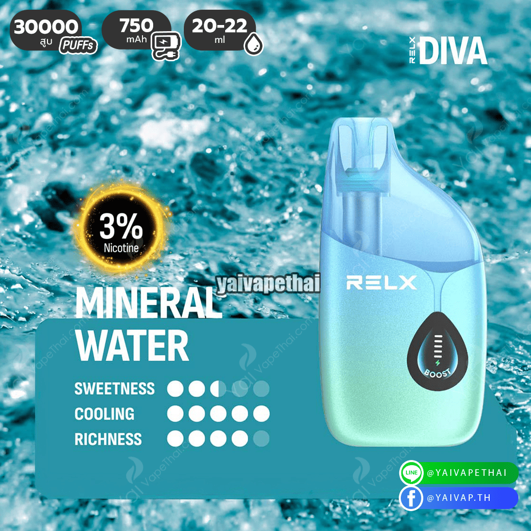 Diva 30k Nic 3%(Mineral Water - น้ำแร่)