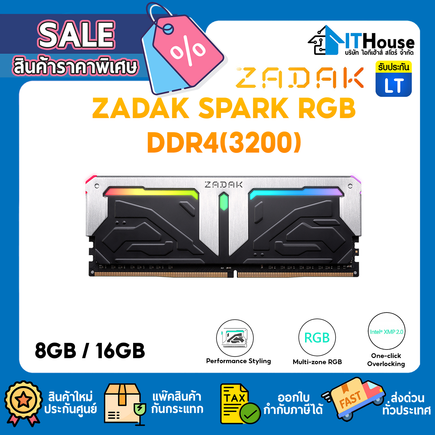 RAM PC : DDR4(3200) 16GB ZADAK SPARK RGB (ZD4-SPR32C28-16GYB1) #LT