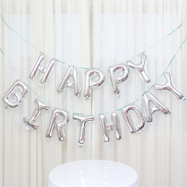 ลูกโป่งตัวอักษร ชุด Happy Birthday สี Silver