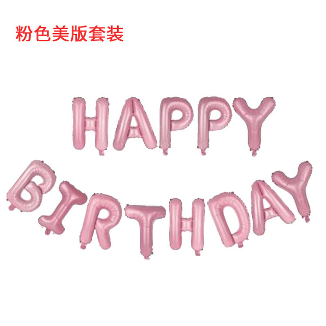 ลูกโป่งตัวอักษร ชุด Happy Birthday สี Pink