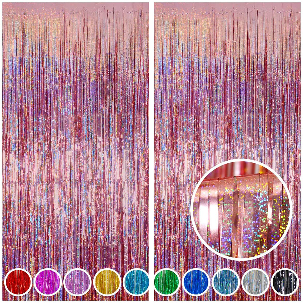 ม่านฟอยล์ ปาร์ตี้ ขนาด 1 x 2.5 m laser : rose gold