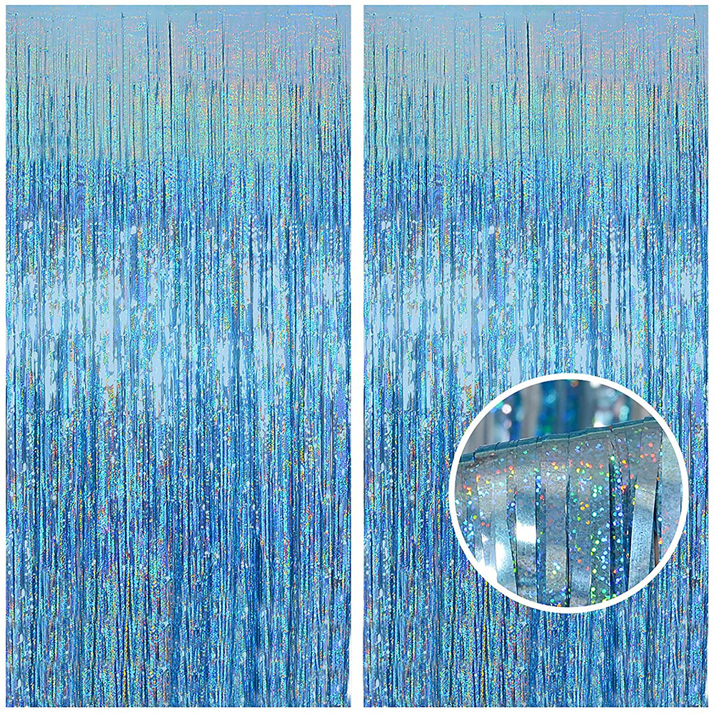ม่านฟอยล์ ปาร์ตี้ ขนาด 1 x 2.5 m laser : light blue