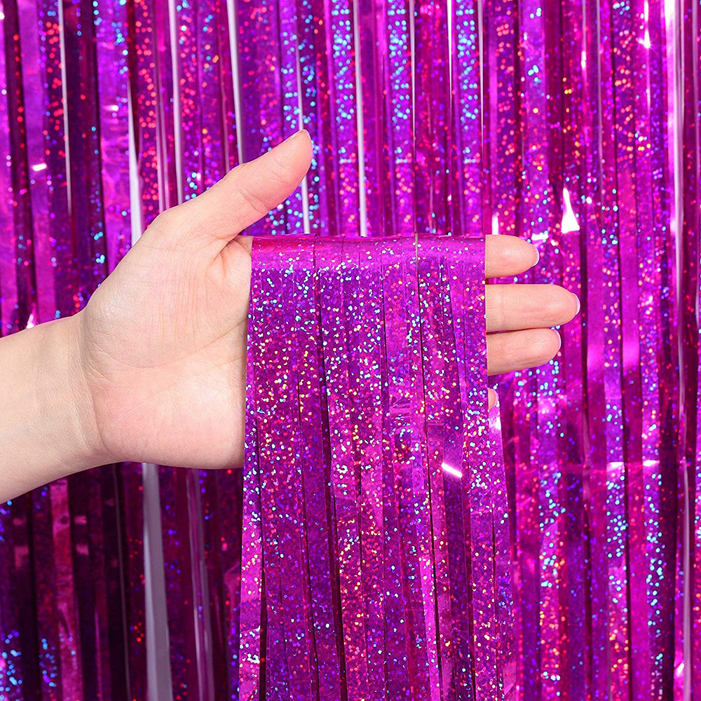 ม่านฟอยล์ ปาร์ตี้ ขนาด 1 x 2.5 m laser : dark purple