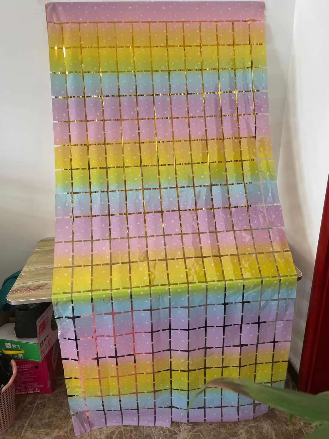 ม่านฟอยล์ foil curtain สี Gradient (แบบเหลี่ยม)