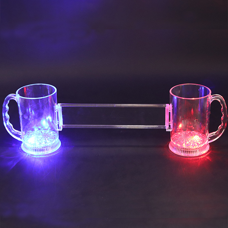แก้วเบียร์คู่ Duo Beer Mug TYPE B แบบยาว อะคริลิค มีไฟ LED
