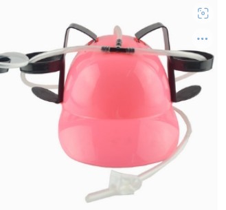 หมวกแก๊ปพลาสติก ใส่กระป๋องเบียร์ 2 ช่อง สีชมพู Drinking Hat party 2 slot (Pink)
