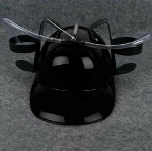 หมวกแก๊ปพลาสติก ใส่กระป๋องเบียร์ 2 ช่อง สีดำ Drinking Hat party 2 slot (Black)