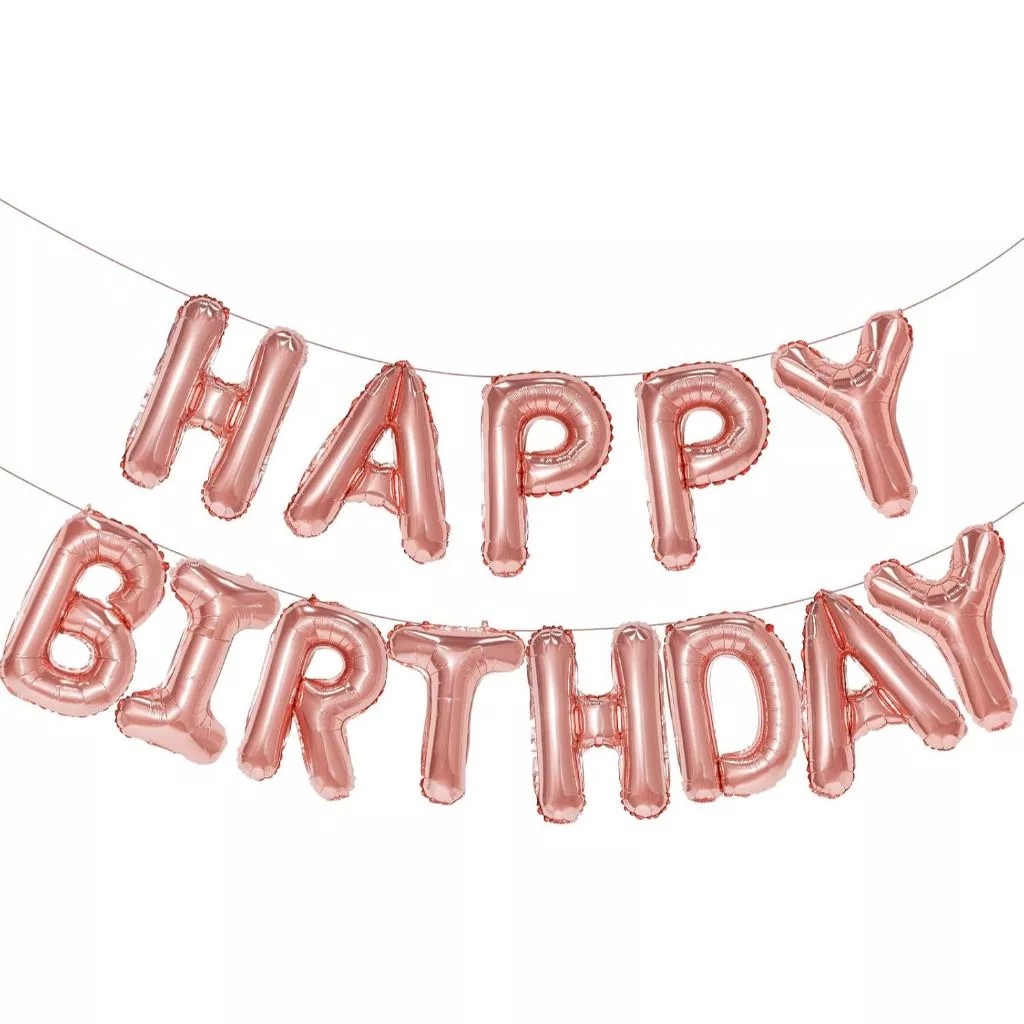 ลูกโป่งตัวอักษร ชุด Happy Birthday สี Rose gold