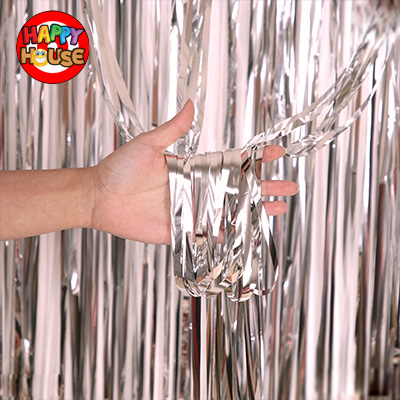 ม่านฟอยล์ foil curtain (ไม่มีลาย) สี โรสโกลด์