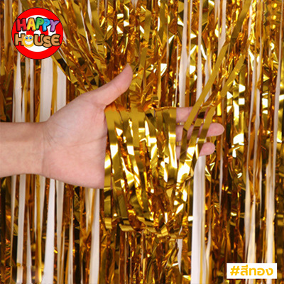 ม่านฟอยล์ foil curtain (ไม่มีลาย) สี ทอง