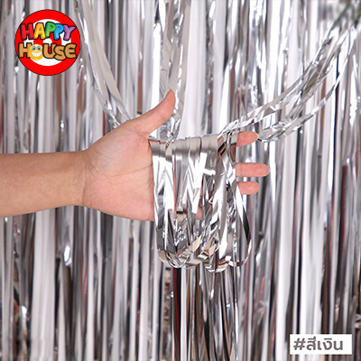 ม่านฟอยล์ foil curtain (ไม่มีลาย) สี เงิน