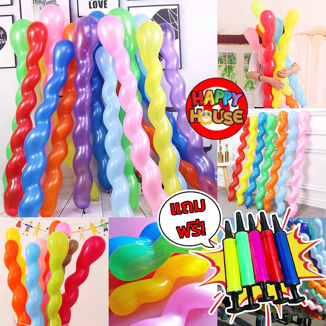 ลูกโป่งเกลียว ลูกโป่งยาว สี หลากสี แพ็ค 100 ใบ