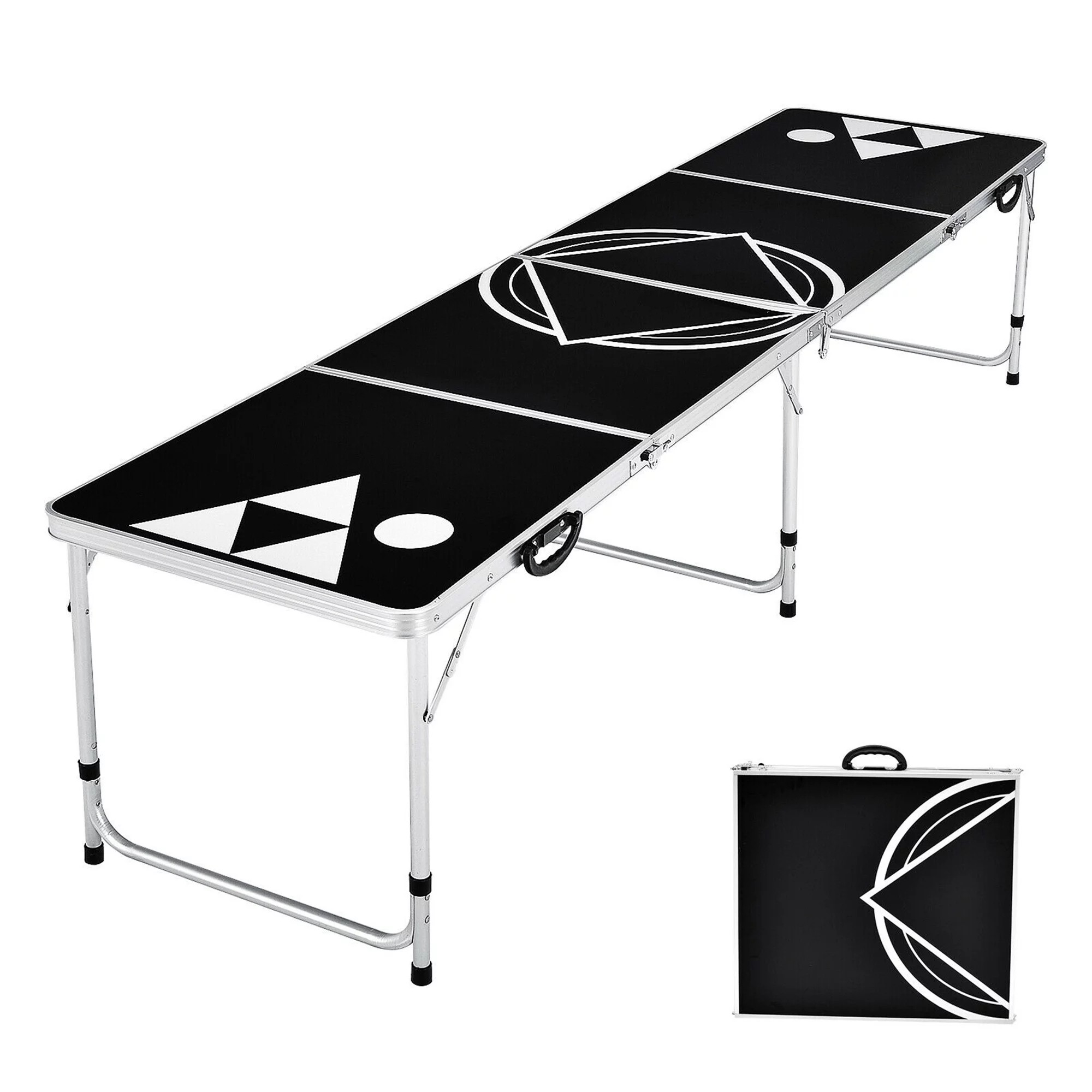 BEER PONG TABLE โต๊ะเบียร์ปองอลูมิเนียม 8 ฟุต ( 240x60 ซม. ) A-01 ลาย GYMAX สีดำ