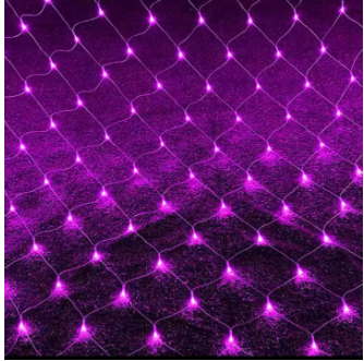 ไฟม่านตาข่าย เสียบไฟ220V 8 โหมด 3X2m 192LED สีม่วง PURPLE	