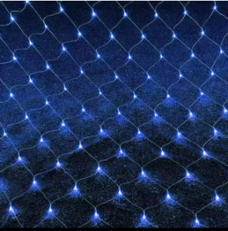 ไฟม่านตาข่าย เสียบไฟ220V 8 โหมด 3X2m 192LED สีน้ำเงิน BLUE