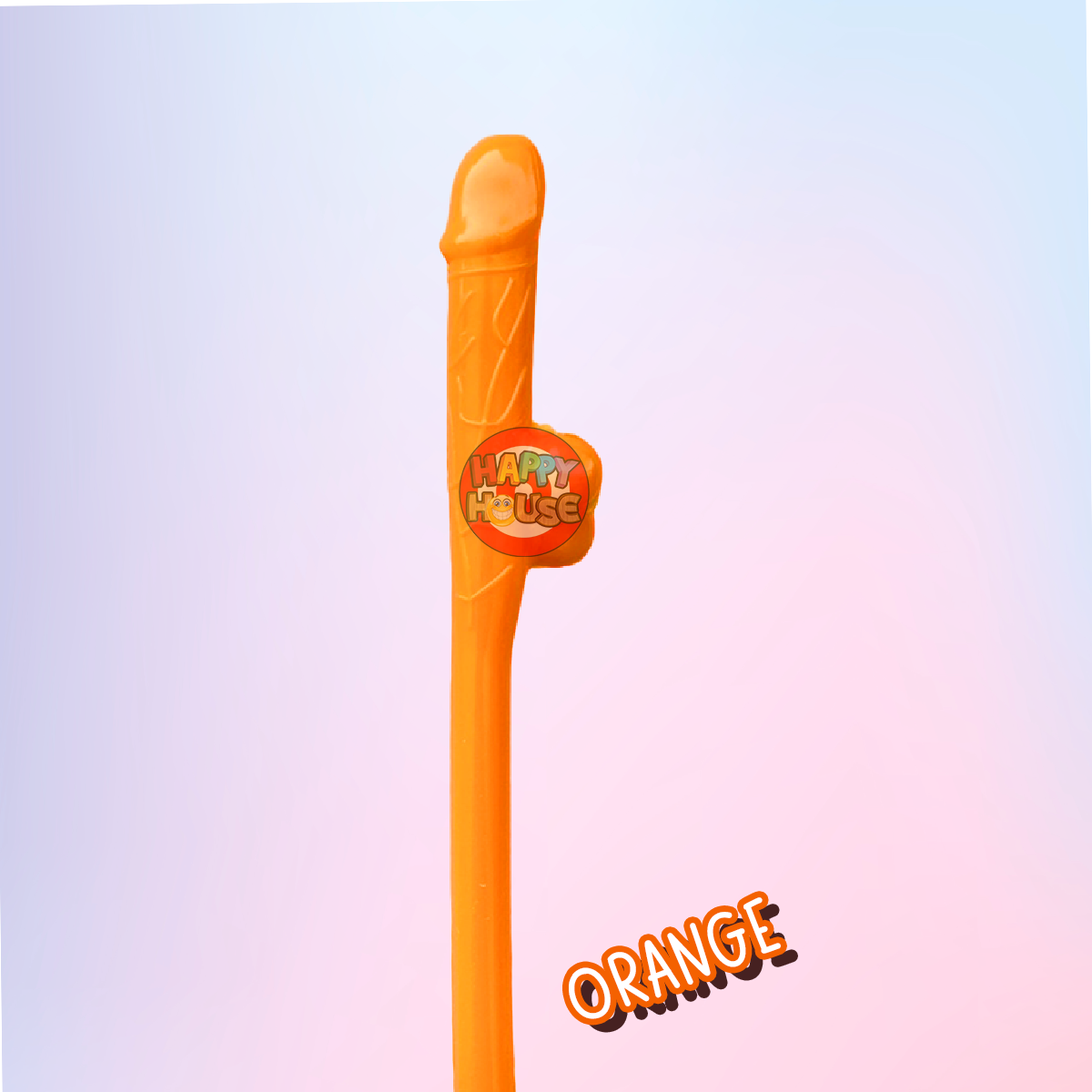  หลอดพลาสติก รูปทรงกระจู๋ 1 ชิ้น สีส้ม