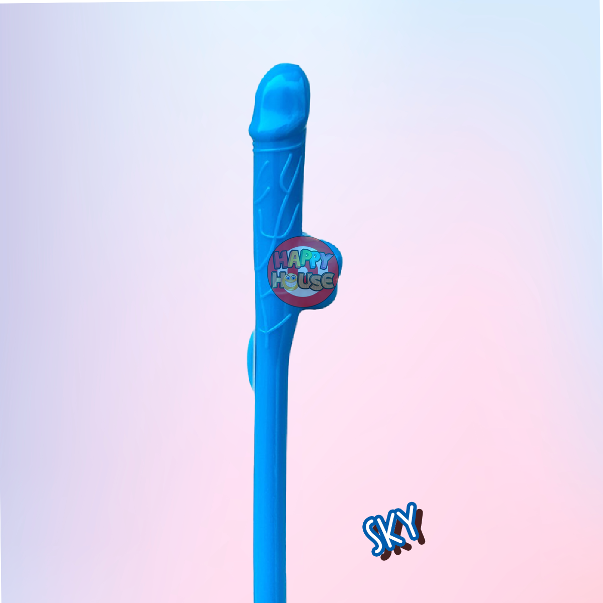  หลอดพลาสติก รูปทรงกระจู๋ 1 ชิ้น สีฟ้า 