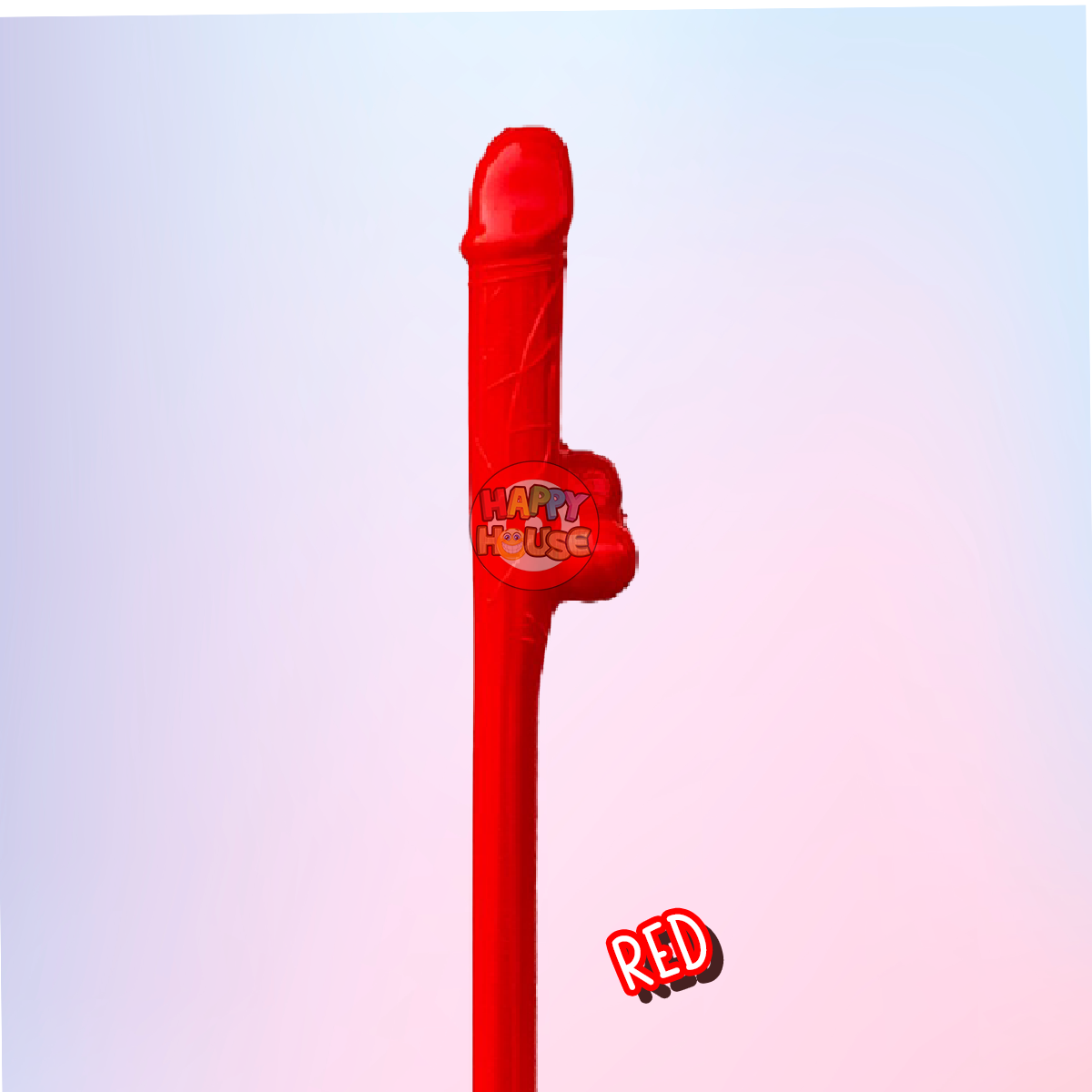  หลอดพลาสติก รูปทรงกระจู๋ 1 ชิ้น สีแดง