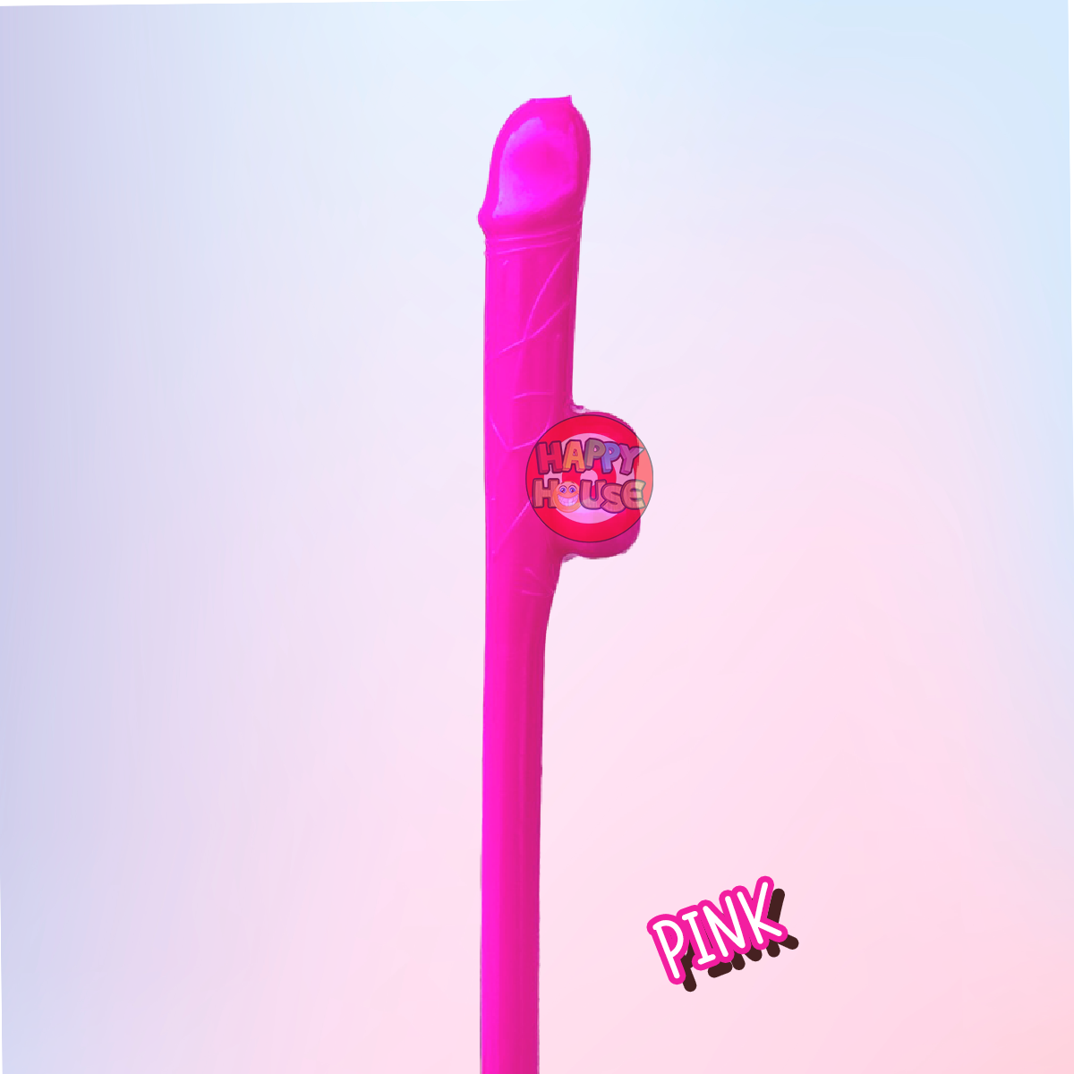  หลอดพลาสติก รูปทรงกระจู๋ 1 ชิ้น สีชมพู