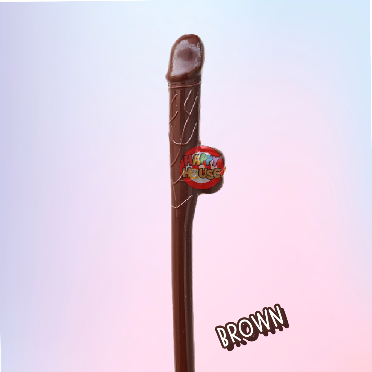  หลอดพลาสติก รูปทรงกระจู๋ 1 ชิ้น สีน้ำตาล