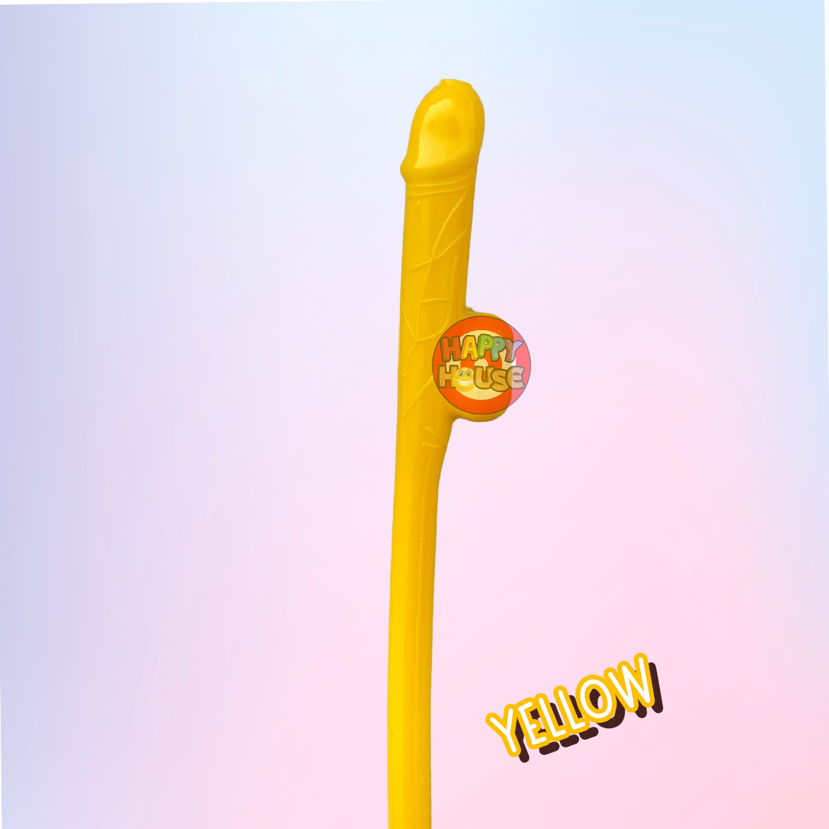  หลอดพลาสติก รูปทรงกระจู๋ 1 ชิ้น สีเหลือง