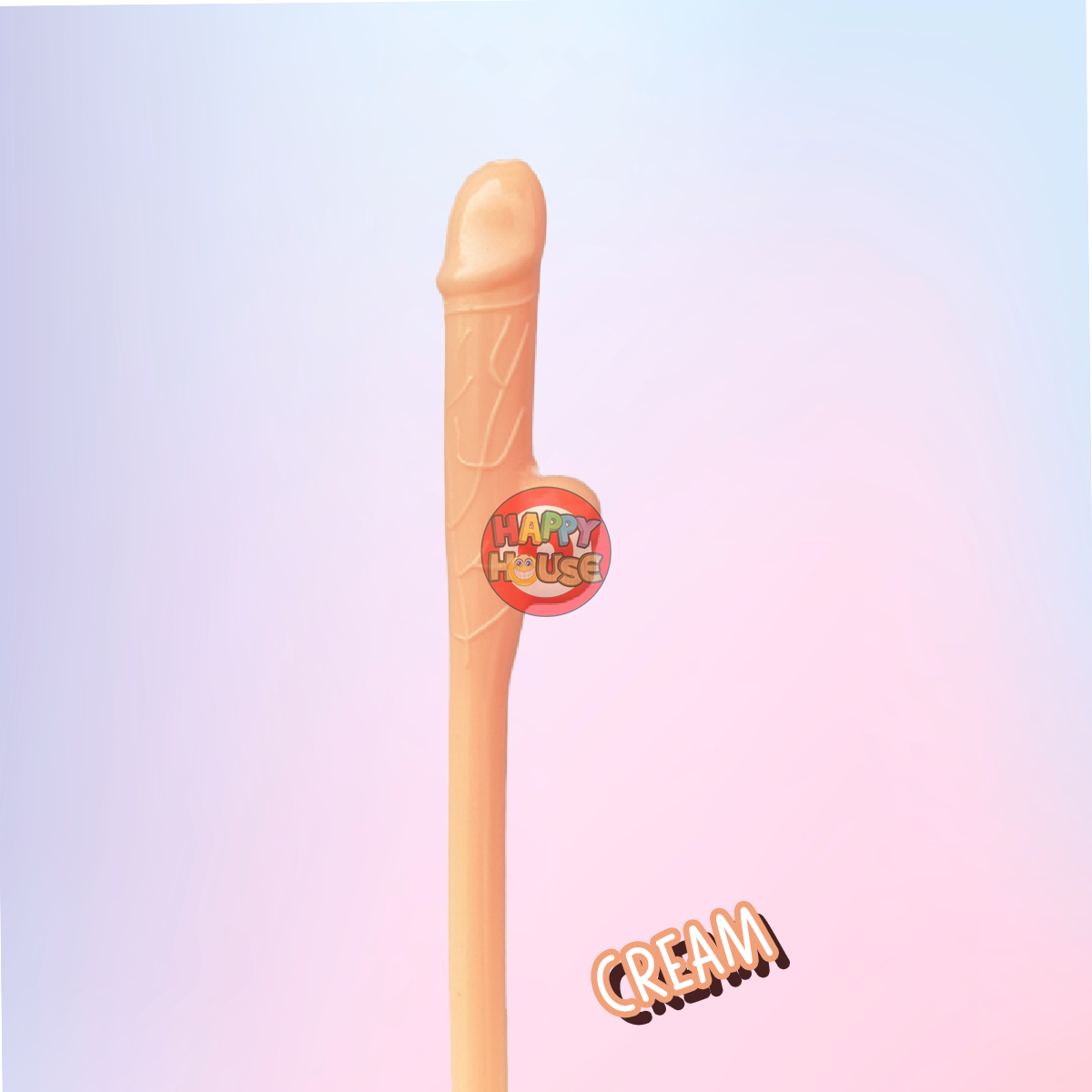 หลอดพลาสติก รูปทรงกระจู๋ 1 ชิ้น สีครีม