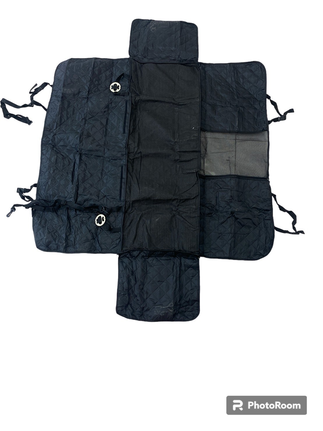 เสื่อรถสำหรับสัตว์เลี้ยงสุนัขที่นั่งด้านหลัง รุ่น (03) สีดำแบบหูจับห่วงเหล็ก แบบหัวล็อค