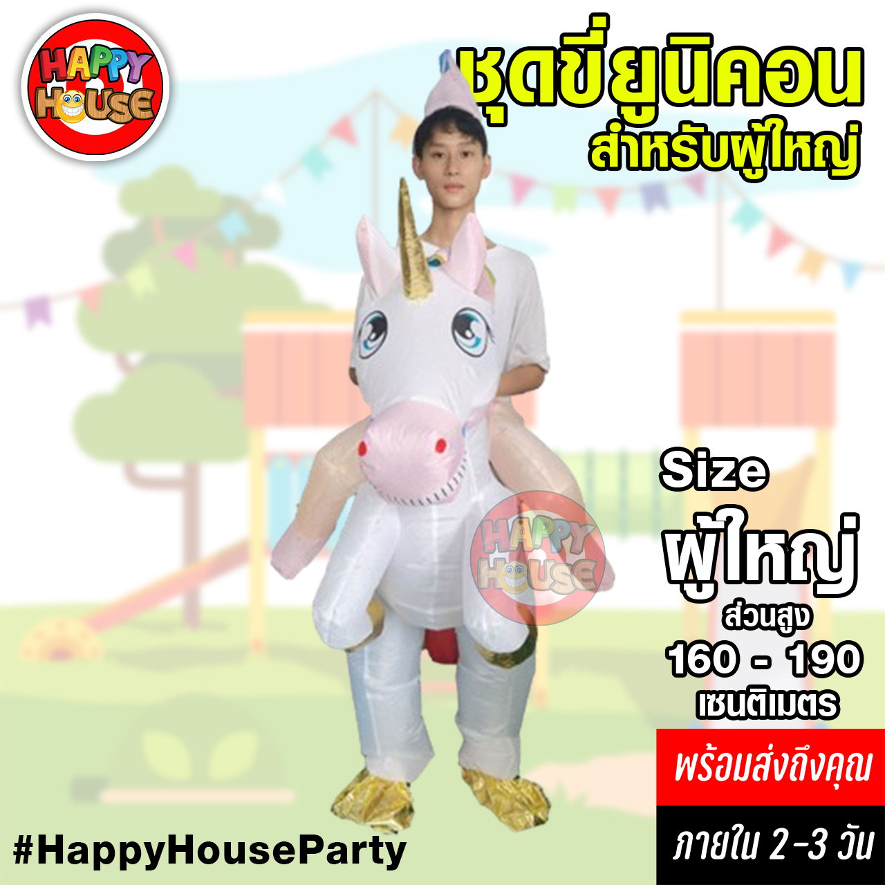 ชุดพองลม ขี่ม้ายูนิคอรน ผู้ใหญ่  Adult colorful unicorn