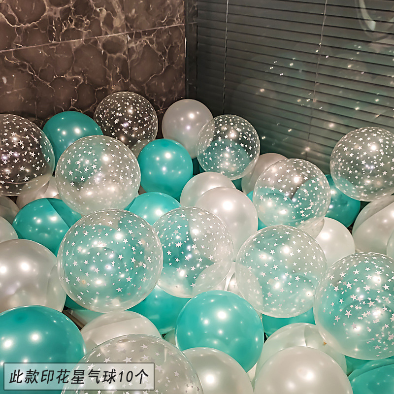 ลูกโป่งยางโปร่งใส พิมพ์ลายดวงดาว แพ็ค 5 ใบ สี ขาวมุก / Skyมุก / ดาวใส