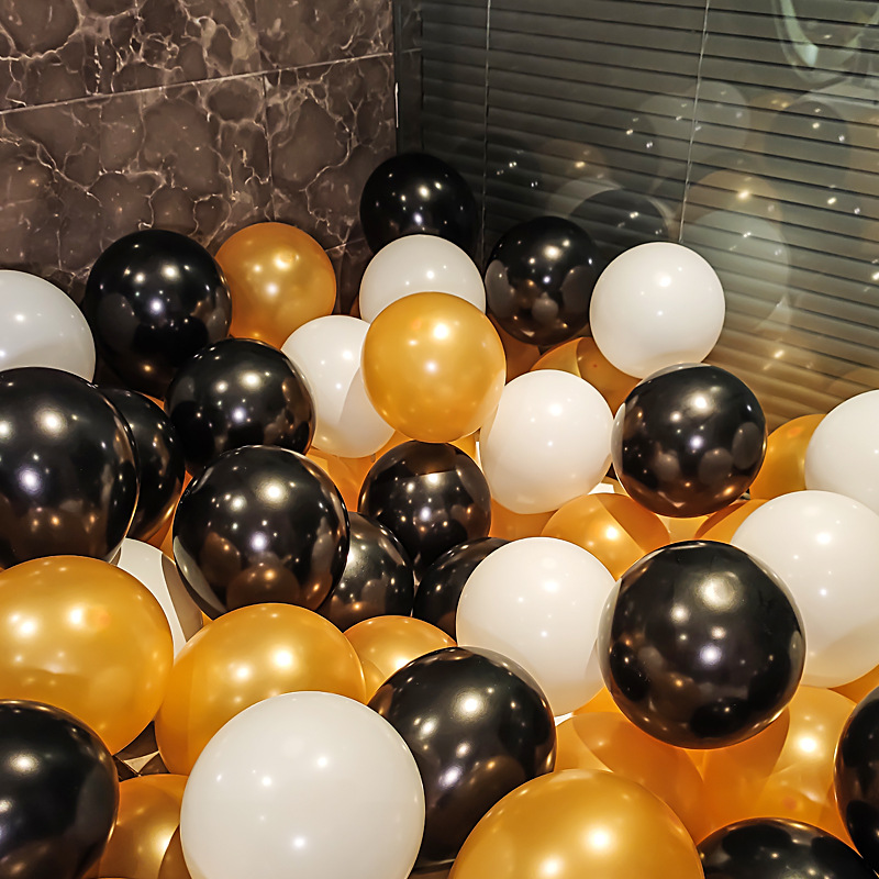 ลูกโป่งยางโปร่งใส พิมพ์ลายดวงดาว แพ็ค 5 ใบ สี ทองมุก / ดำมุก / ขาวด้าน