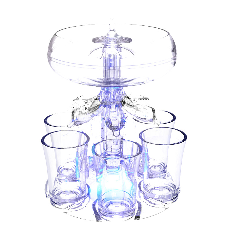 ที่รินช็อต 6 หัว มีไฟ LED พร้อมแก้วช็อต 6 ใบ DOLPHIN SIPHON  