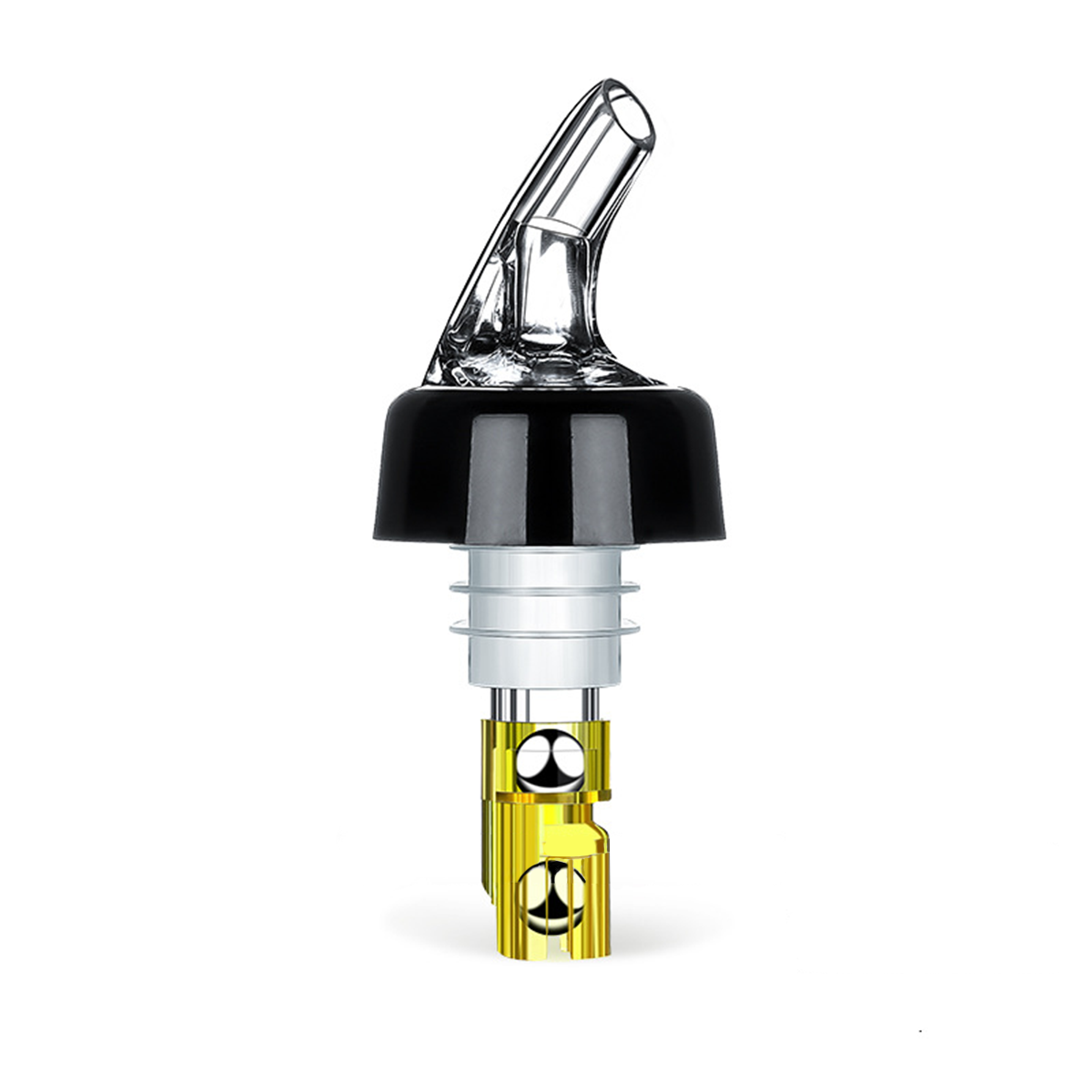 หัวจุกเหล้า 1 Oz (30ml.) อะคริลิค สีใส ลูกสูบ สีทอง