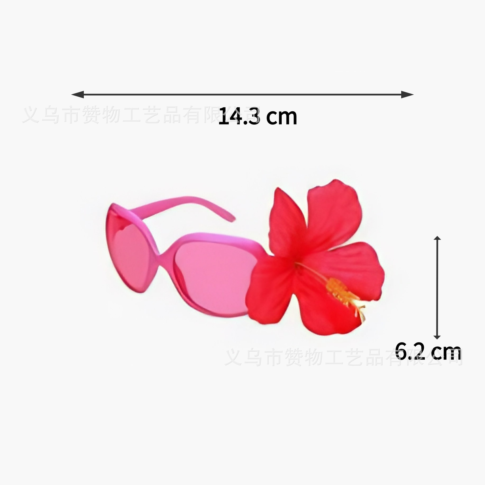 แว่นตาแฟนซี ปาร์ตี้ พลาสติก ลวดลาย Model : 57	Red hibiscus flower	