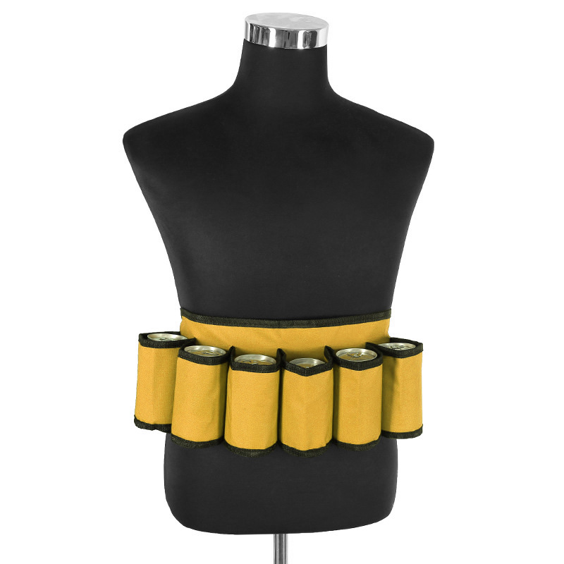 เข็มขัดสะพาย ใส่กระป๋องเครื่องดื่ม แบบพกพา 6 ช่อง (YELLOW)