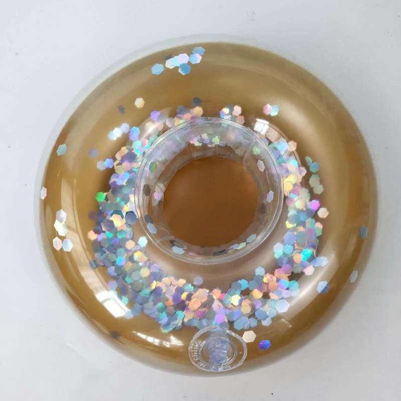 ห่วงยางรองแก้ว แฟนซี Floating Pool Cup ลาย กลมทอง กลิตเตอร์	Golden Circle Glitter	Model : 25