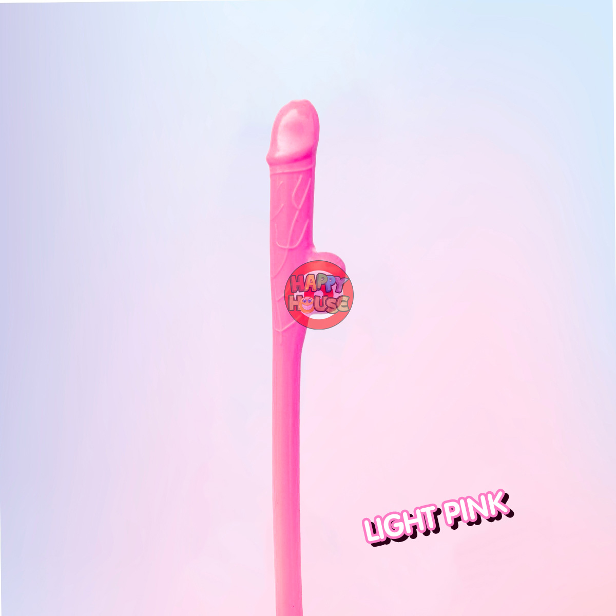  หลอดพลาสติก รูปทรงกระจู๋ 1 ชิ้น สีชมพูอ่อน