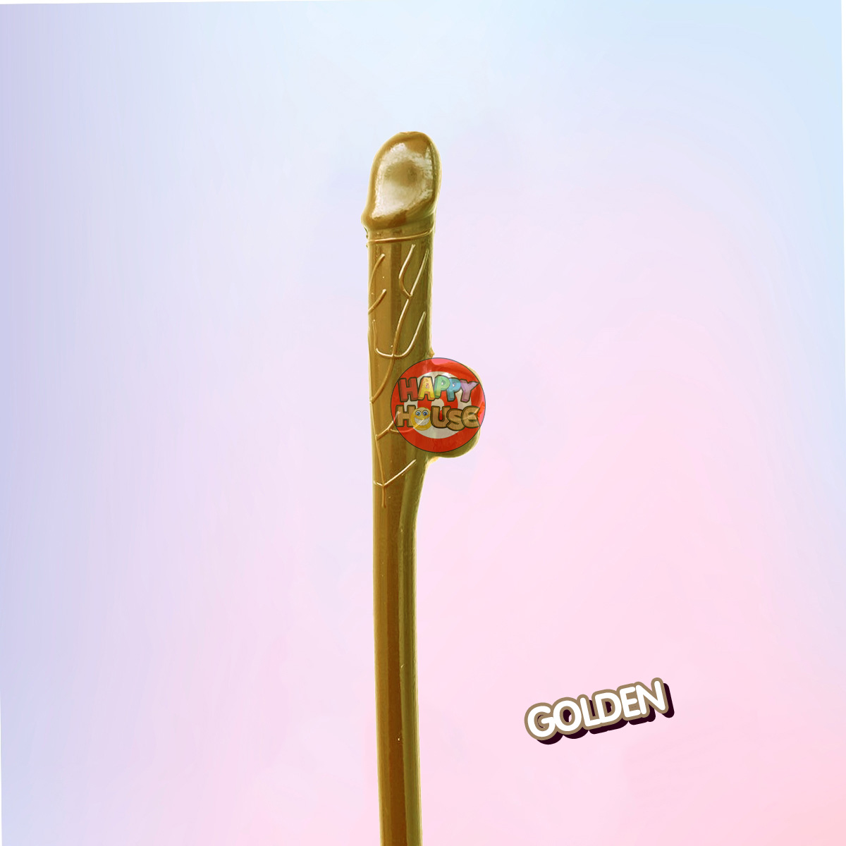  หลอดพลาสติก รูปทรงกระจู๋ 1 ชิ้น สีทอง