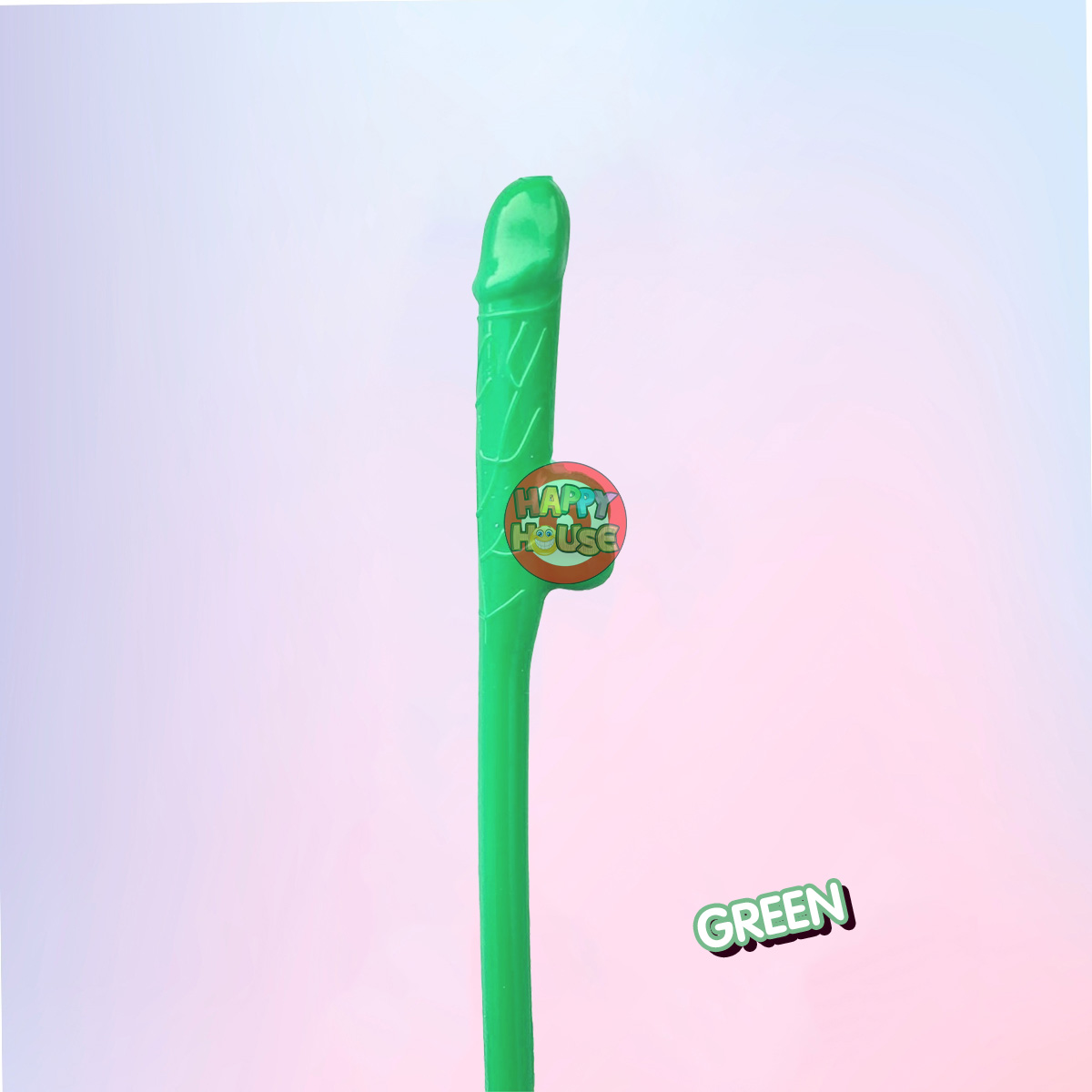  หลอดพลาสติก รูปทรงกระจู๋ 1 ชิ้น สีเขียว