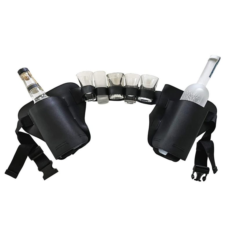 เข็มขัด คาวบอย ซองปืนคู่ใส่เครื่องดื่ม Belt Holster สี ดำ