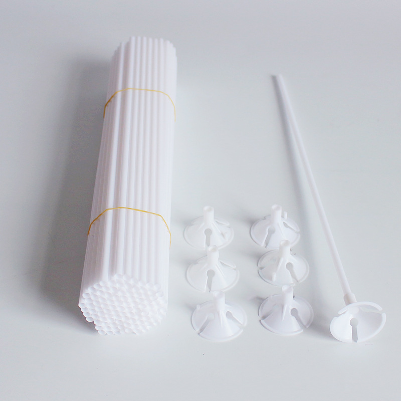 ก้านลูกโป่ง ไม้ถือลูกโป่ง พร้อมฐานลูกโป่ง (ก้าน+จุก 1คู่) ยาว 40 cm. กว้าง 8 mm. สีขาว