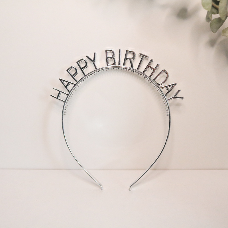 ที่คาดผม Happy Birthday Head Band HBD ตัวหนังสือ พลาสติก สี เงิน