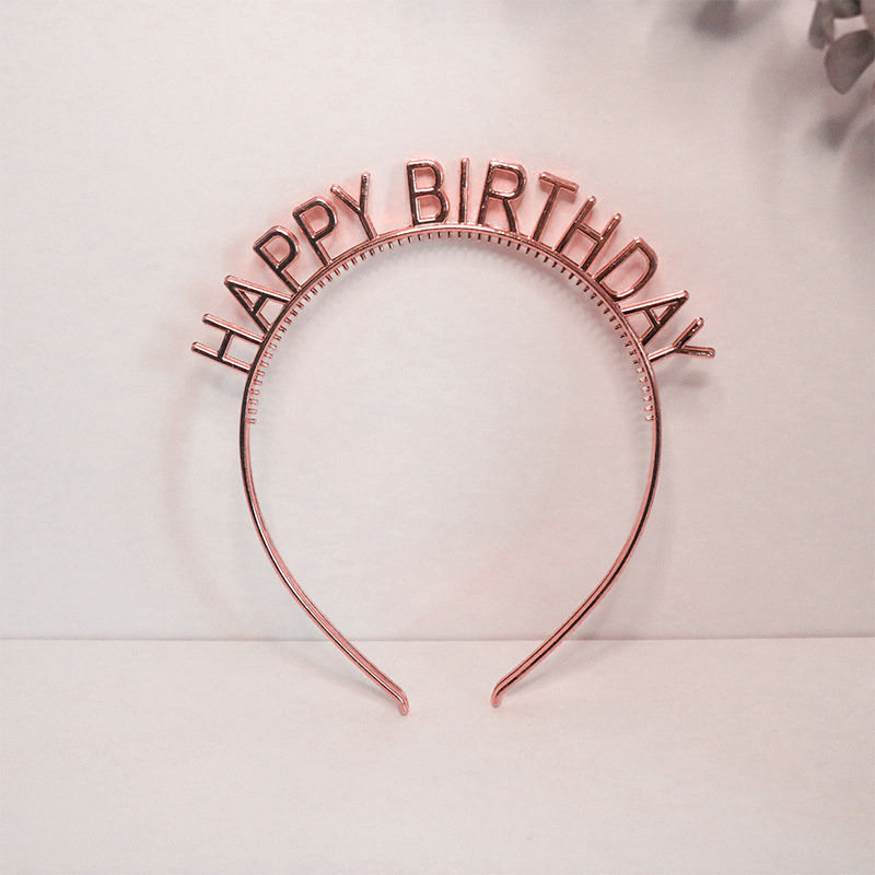ที่คาดผม Happy Birthday Head Band HBD ตัวหนังสือ พลาสติก สี โรสโกลด์