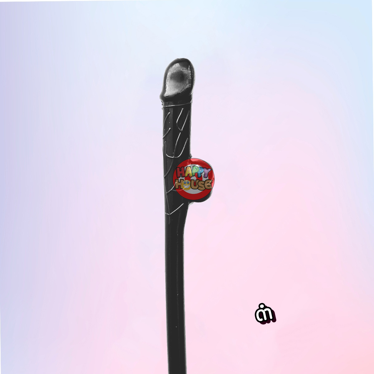  หลอดพลาสติก รูปทรงกระจู๋ 1 ชิ้น สีดำ