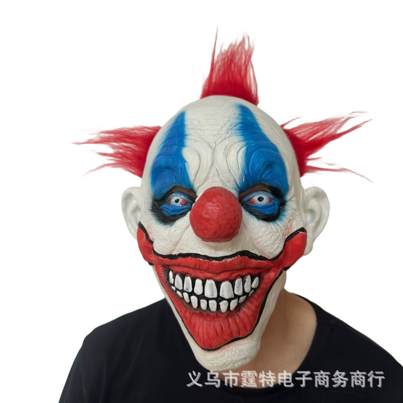 หน้ากากแฟนซี ตัวตลก หน้ายิ้ม ผมสีแดง